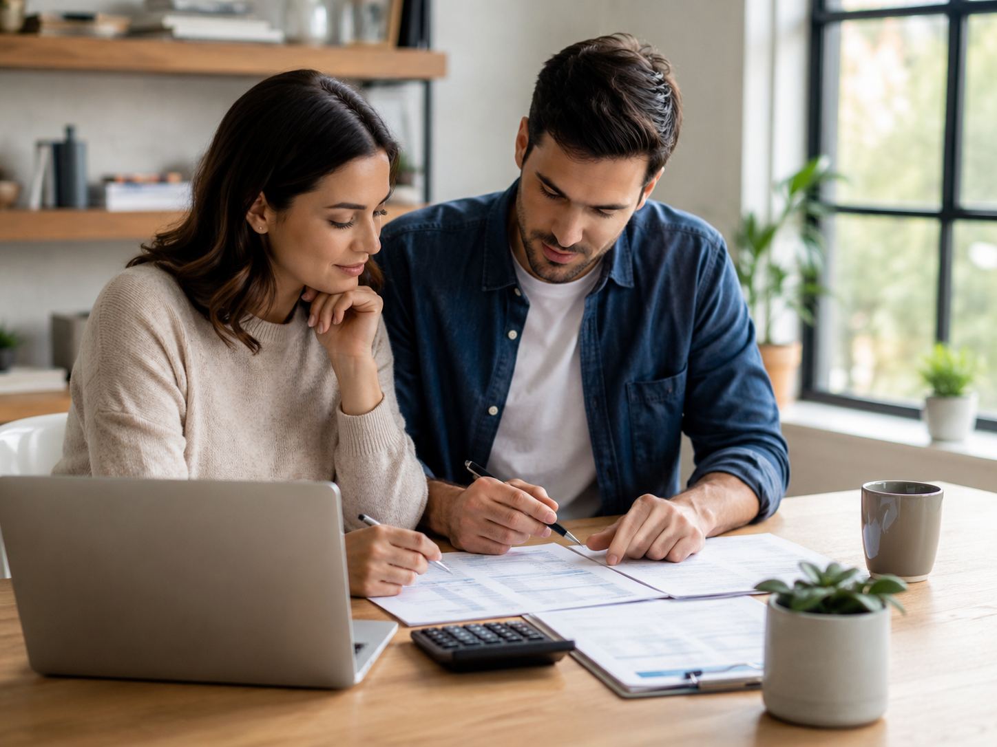 Couple reviewing home loan paperwork