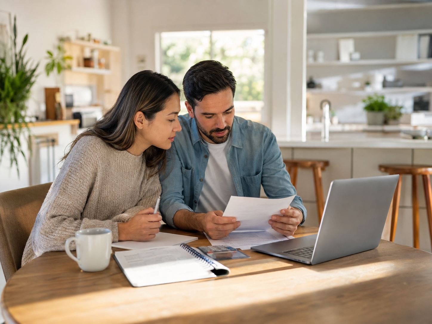 Couple reviewing mortgage budget